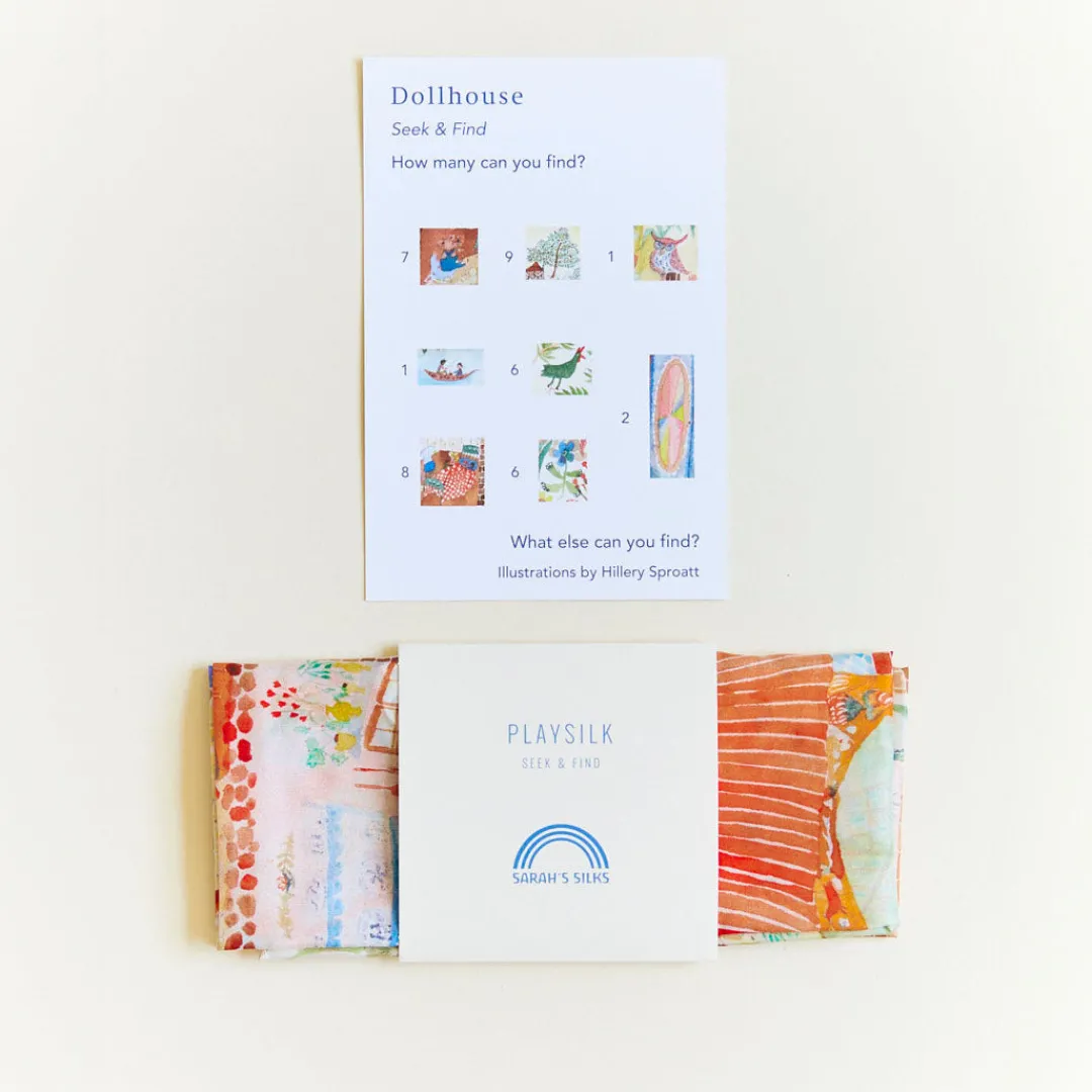 Sarah's Silks Clicques Handmade Wooden Dolls|Seek & Find Playsilks-Dollhouse Seek & Find Playsilk