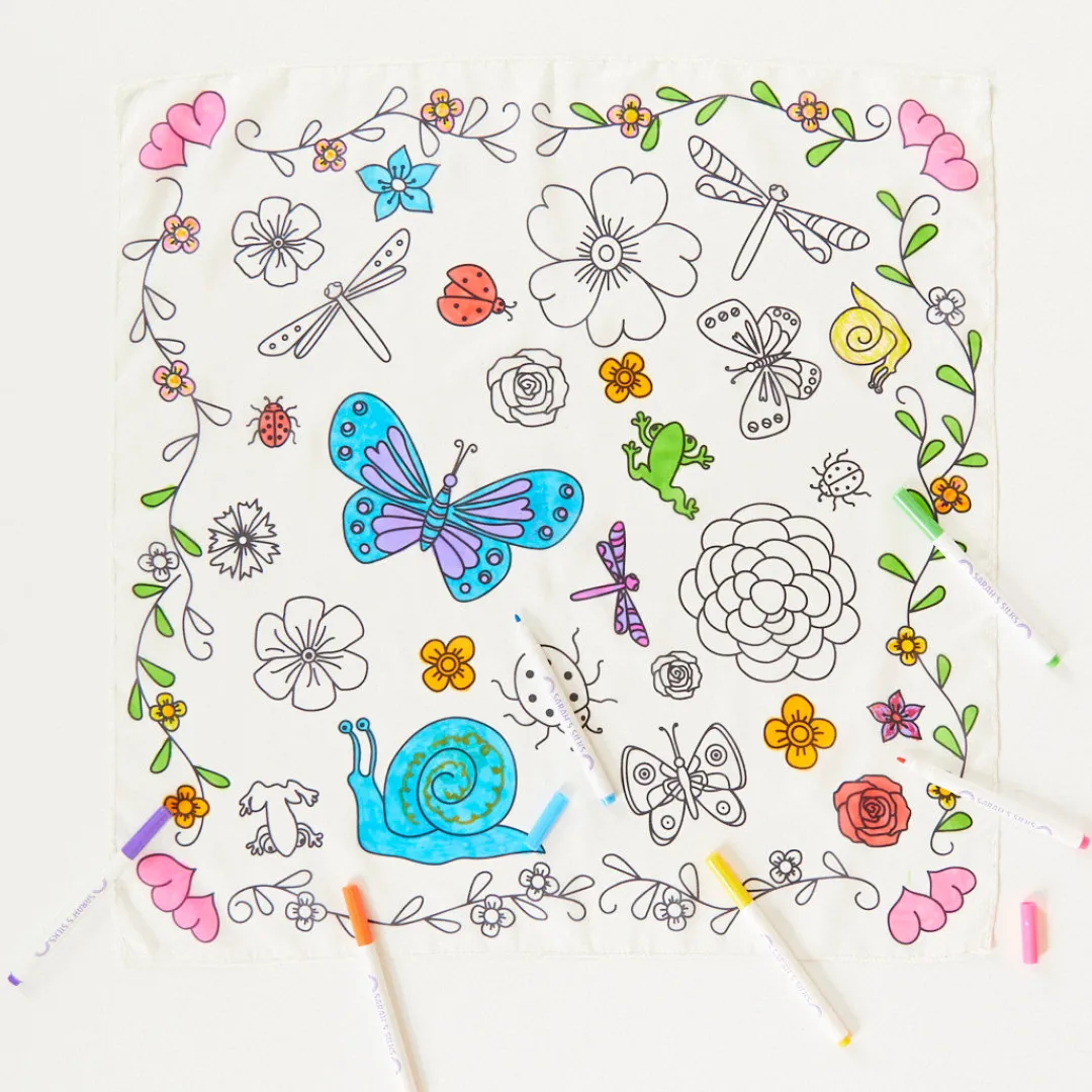 Sarah's Silks Coloring Playsilks-Heart Coloring Playsilk & Markers Set