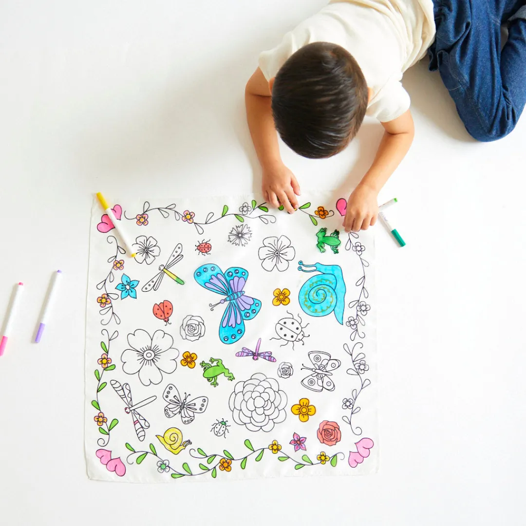 Sarah's Silks Coloring Playsilks-Heart Coloring Playsilk & Markers Set