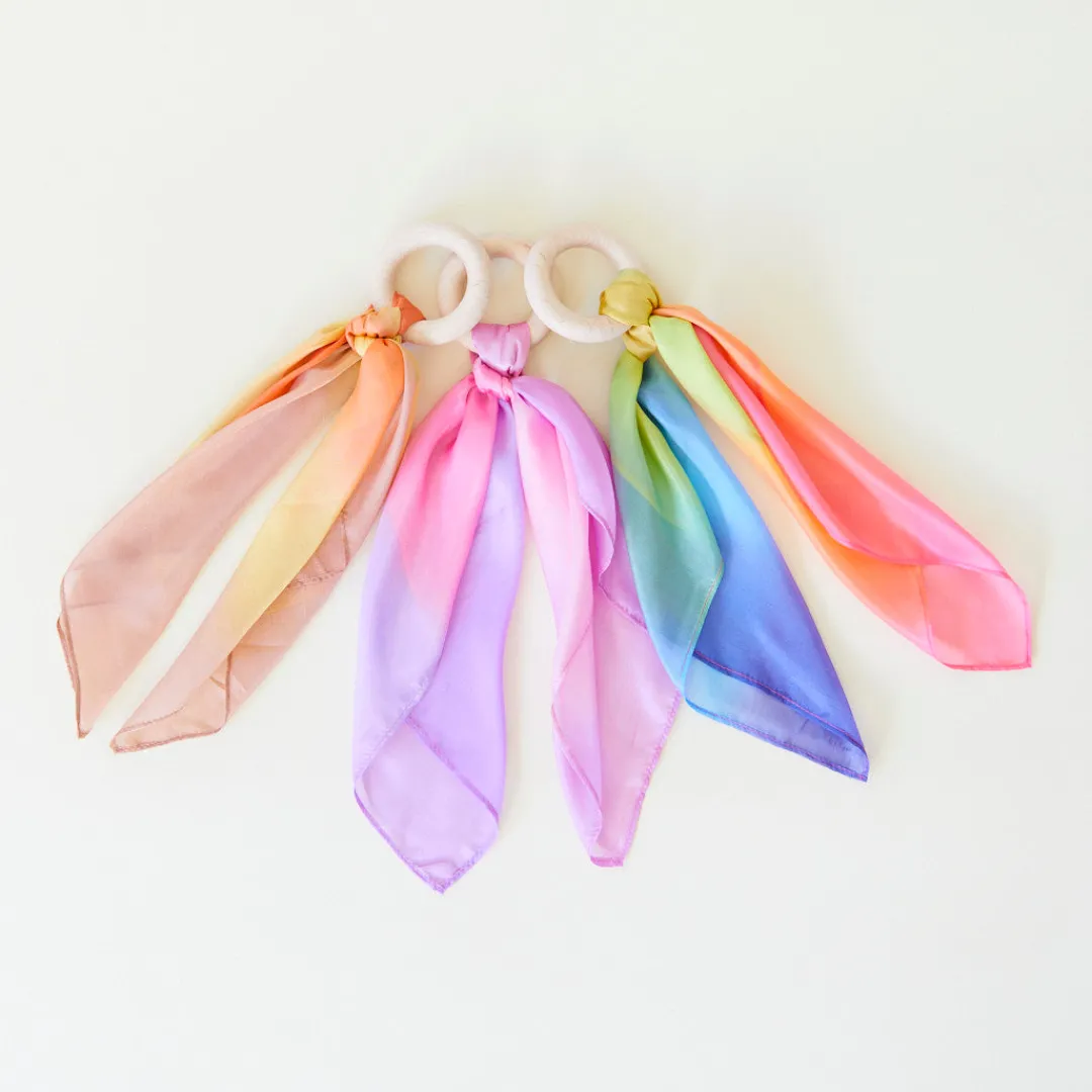 Sarah's Silks Silk & Wood Baby Teethers-Rainbow Baby Teethers